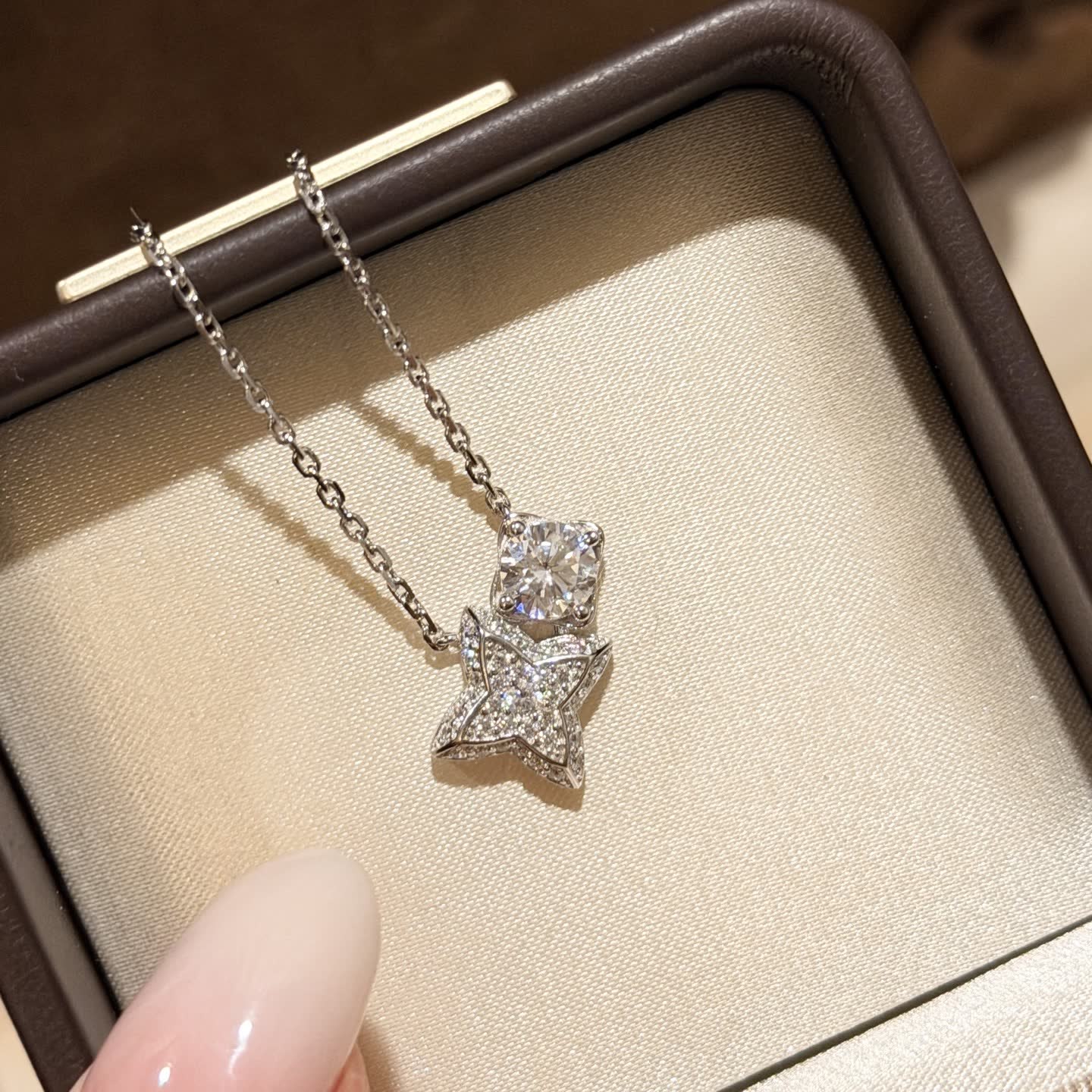 Van Cleef & Arpels Silver Star Diamond Pendant Necklace